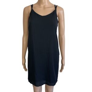 Pink Republic Solid Black Round Neck Cross Strap Sleeveless Mini Cocktail Dress